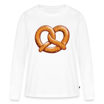 Bretzel - T-shirt manches longues Premium bio Femme - blanc - Devant - Julia (174cm)