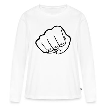 Attaque au poing - T-shirt manches longues Premium bio Femme - blanc - Devant - Julia (174cm)