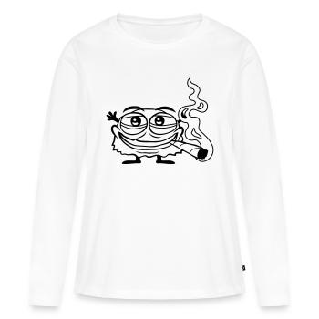 Fumer du chanvre drôle monstre - T-shirt manches longues Premium bio Femme - blanc - Devant - Julia (174cm)