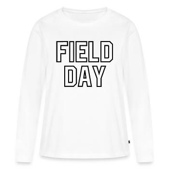 Journée sur le terrain - T-shirt manches longues Premium bio Femme - blanc - Devant - Julia (174cm)