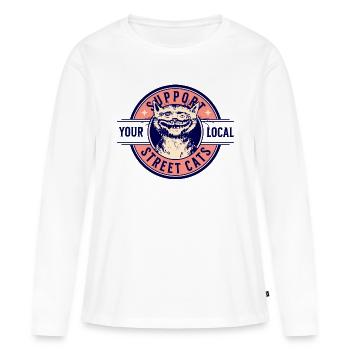 UNTERSTÜTZEN SIE IHRE LOKALEN STRASSENKATZEN - Frauen Premium Bio Langarmshirt - Weiß - Vorne - Julia (174cm)