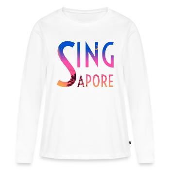 Singapour - T-shirt manches longues Premium bio Femme - blanc - Devant - Julia (174cm)