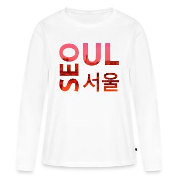 Séoul - T-shirt manches longues Premium bio Femme - blanc - Devant - Julia (174cm)