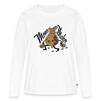 Money Maker living money bag - Women's Premium Organic Long Sleeve Shirt - white - Front - Julia (174cm)