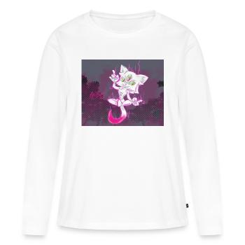 Chat psychique. - T-shirt manches longues Premium bio Femme - blanc - Devant - Julia (174cm)