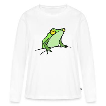 Frosch - Frauen Premium Bio Langarmshirt - Weiß - Vorne - Julia (174cm)