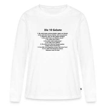 10 commandements - T-shirt manches longues Premium bio Femme - blanc - Devant - Julia (174cm)