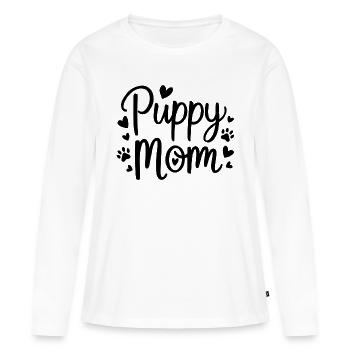 chiot chien - T-shirt manches longues Premium bio Femme - blanc - Devant - Julia (174cm)