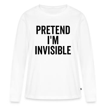 Faire semblant d’être invisible - T-shirt manches longues Premium bio Femme - blanc - Devant - Julia (174cm)