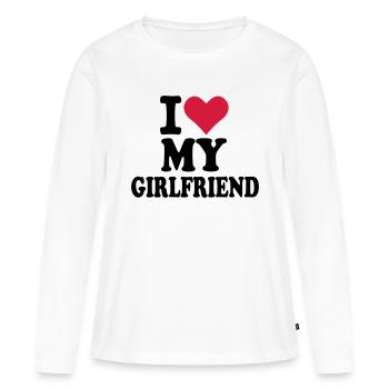 Girlfriend - amie - T-shirt manches longues Premium bio Femme - blanc - Devant - Julia (174cm)
