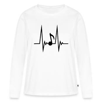 Music Note Pulse - Frauen Premium Bio Langarmshirt - Weiß - Vorne - Julia (174cm)