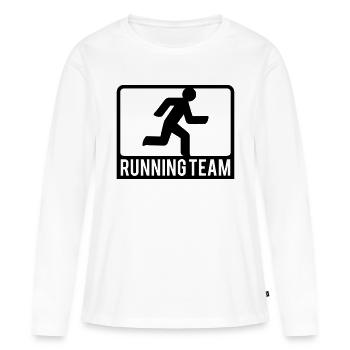 Logo de Sport d'équipe en cours d'exécution - T-shirt manches longues Premium bio Femme - blanc - Devant - Julia (174cm)