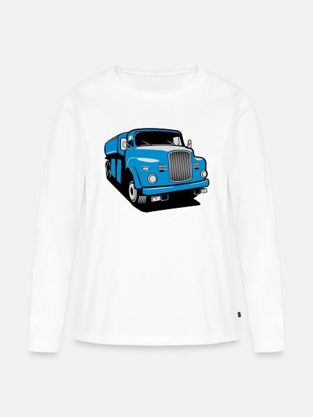 Truck LKW oldtimer - Frauen Premium Bio Langarmshirt - Weiß