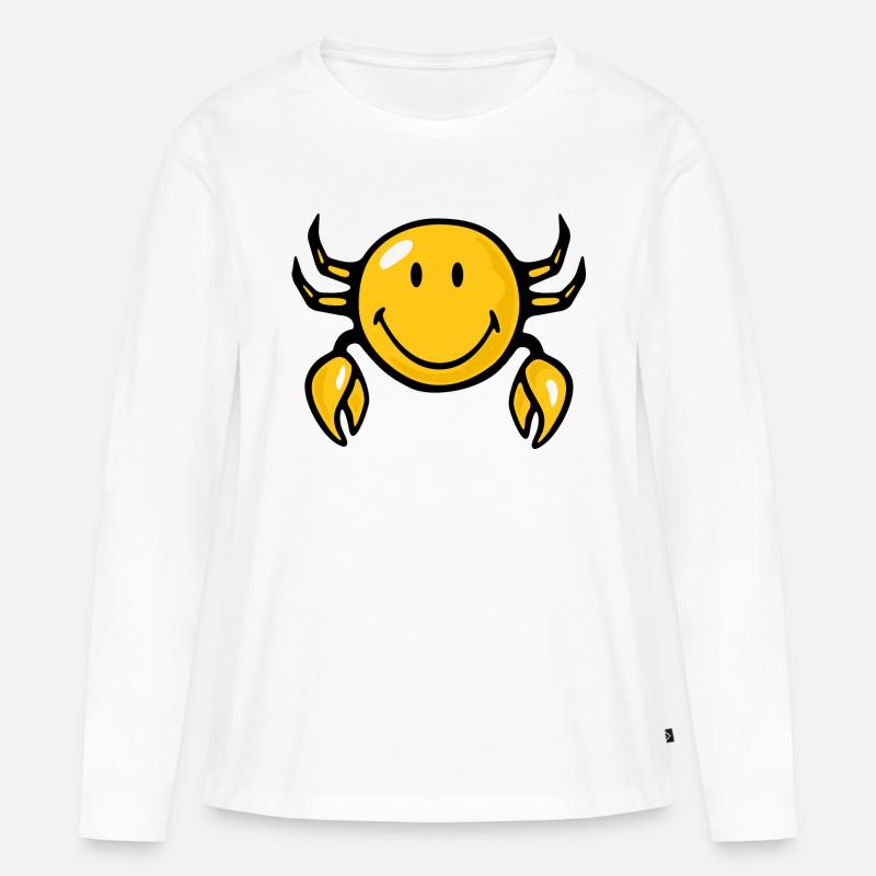 Smiley Crab - Frauen Premium Bio Langarmshirt - Weiß