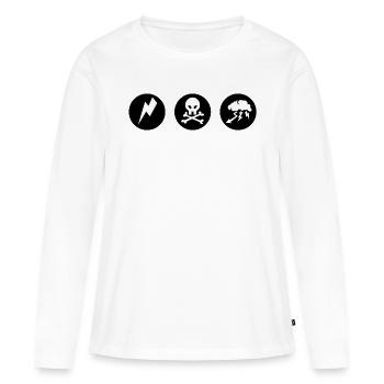 Todeskopf Platte Blitzwolke Wolke - Frauen Premium Bio Langarmshirt - Weiß - Vorne - Julia (174cm)