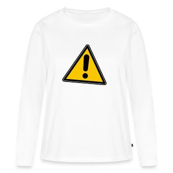 Achtung Gefahr - Frauen Premium Bio Langarmshirt - Weiß - Vorne - Julia (174cm)