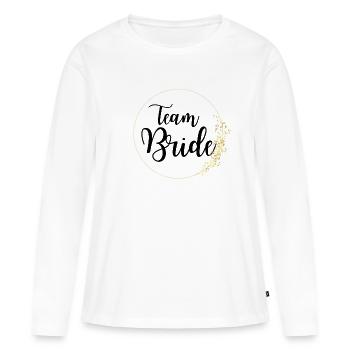 Équipe mariée - T-shirt manches longues Premium bio Femme - blanc - Devant - Julia (174cm)