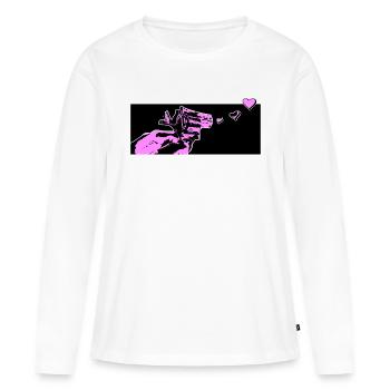love gun - T-shirt manches longues Premium bio Femme - blanc - Devant - Julia (174cm)