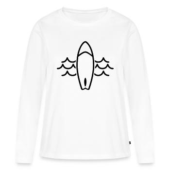 Vagues planche de surf surf surf surf - T-shirt manches longues Premium bio Femme - blanc - Devant - Julia (174cm)
