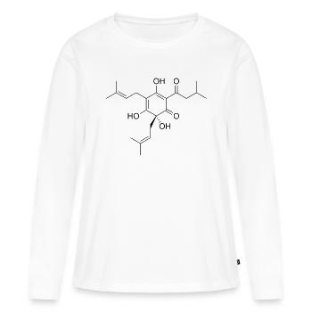Molécule de bière. - T-shirt manches longues Premium bio Femme - blanc - Devant - Julia (174cm)