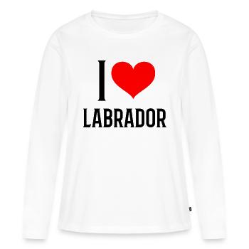 I heart labrador - j'aime mon labrador - T-shirt manches longues Premium bio Femme - blanc - Devant - Julia (174cm)