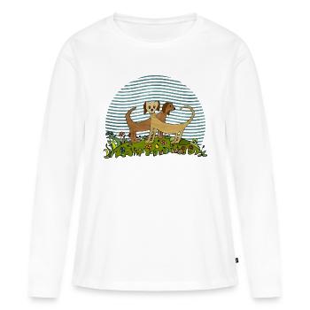 Chiens - T-shirt manches longues Premium bio Femme - blanc - Devant - Julia (174cm)