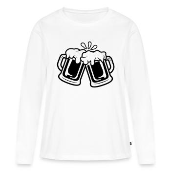 Cruches à bière grillée - T-shirt manches longues Premium bio Femme - blanc - Devant - Julia (174cm)