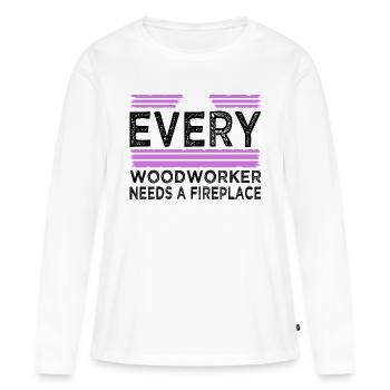 happy cool logging lumberjackwoodworking - Women's Premium Organic Long Sleeve Shirt - white - Front - Julia (174cm)
