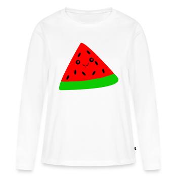 Melon - T-shirt manches longues Premium bio Femme - blanc - Devant - Julia (174cm)