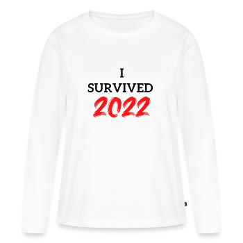 J’ai survécu en 2022 - T-shirt manches longues Premium bio Femme - blanc - Devant - Julia (174cm)