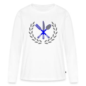 Cuisine couverts - T-shirt manches longues Premium bio Femme - blanc - Devant - Julia (174cm)