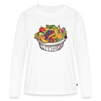 Un panier rempli de légumes et de fruits, transparent - T-shirt manches longues Premium bio Femme - blanc - Devant - Julia (174cm)