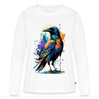Corbeau noir - Corbeau coloré - Corbeaux et corbeaux - T-shirt manches longues Premium bio Femme - blanc - Devant - Julia (174cm)