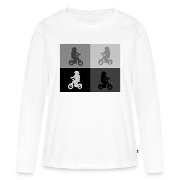 Biker Junior Pop Art gris - T-shirt manches longues Premium bio Femme - blanc - Devant - Julia (174cm)