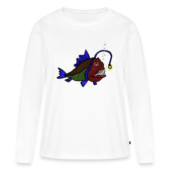 Anglerfisch - Frauen Premium Bio Langarmshirt - Weiß - Vorne - Julia (174cm)