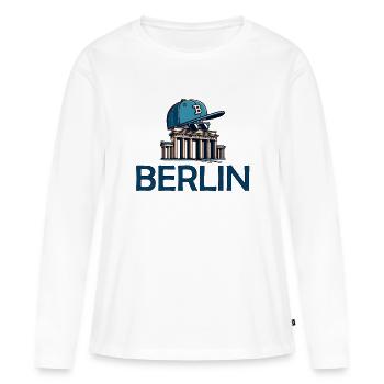 Berlin - Porte de Brandebourg Casquette de baseball et lunettes de soleil - T-shirt manches longues Premium bio Femme - blanc - Devant - Julia (174cm)