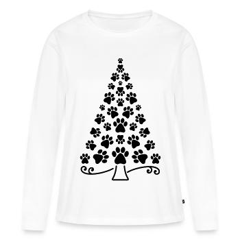 Weihnachtsbaum Pfote - Frauen Premium Bio Langarmshirt - Weiß - Vorne - Julia (174cm)