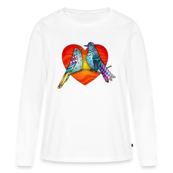 Bunte Vögel - Frauen Premium Bio Langarmshirt - Weiß - Vorne - Julia (174cm)