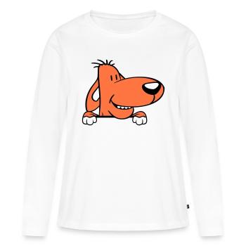 chien derrière le mur clôture signe peeps drôle coquin - T-shirt manches longues Premium bio Femme - blanc - Devant - Julia (174cm)