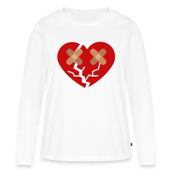 Cœur brisé avec pansement - T-shirt manches longues Premium bio Femme - blanc - Devant - Julia (174cm)