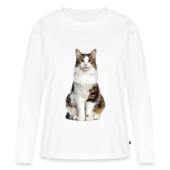 Chat moelleux mixte – Moelleux et plein de personnalité - T-shirt manches longues Premium bio Femme - blanc - Devant - Julia (174cm)