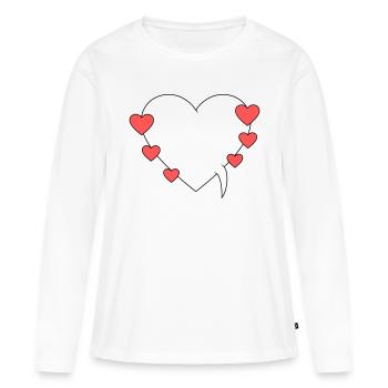 Bulle de dialogue avec des cœurs - T-shirt manches longues Premium bio Femme - blanc - Devant - Julia (174cm)