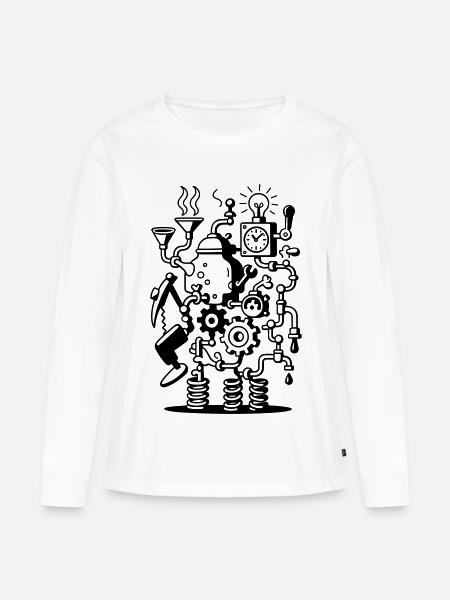 Crazy Machine - Frauen Premium Bio Langarmshirt - Weiß