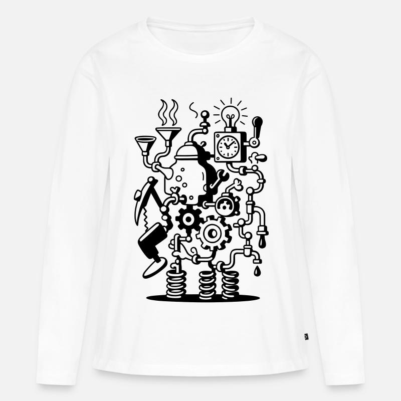Crazy Machine - Frauen Premium Bio Langarmshirt - Weiß