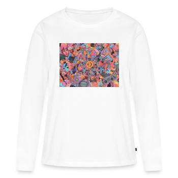 Bitcoin Bazooka - PopArt 3 - T-shirt manches longues Premium bio Femme - blanc - Devant - Julia (174cm)
