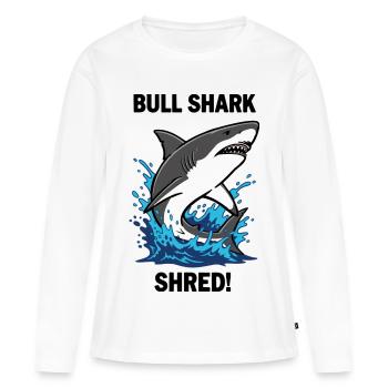 Bulldog Shark Shred Shark Sea Bull - Women's Premium Organic Long Sleeve Shirt - white - Front - Julia (174cm)