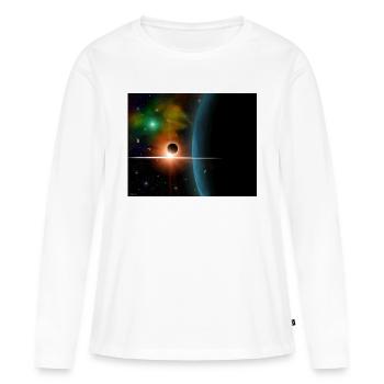Planete - T-shirt manches longues Premium bio Femme - blanc - Devant - Julia (174cm)