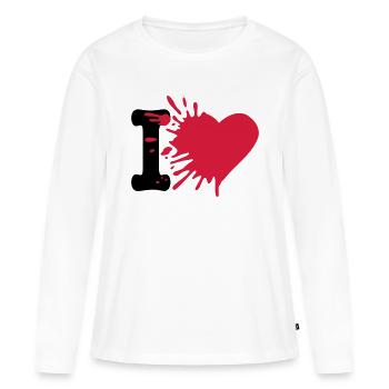 i love - T-shirt manches longues Premium bio Femme - blanc - Devant - Julia (174cm)