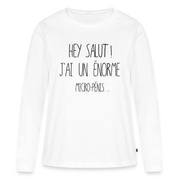 micropenis - T-shirt manches longues Premium bio Femme - blanc - Devant - Julia (174cm)