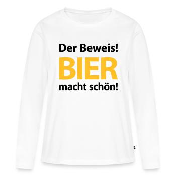 La preuve ! La bière, c’est beau! Bierbauch Biergarten - T-shirt manches longues Premium bio Femme - blanc - Devant - Julia (174cm)